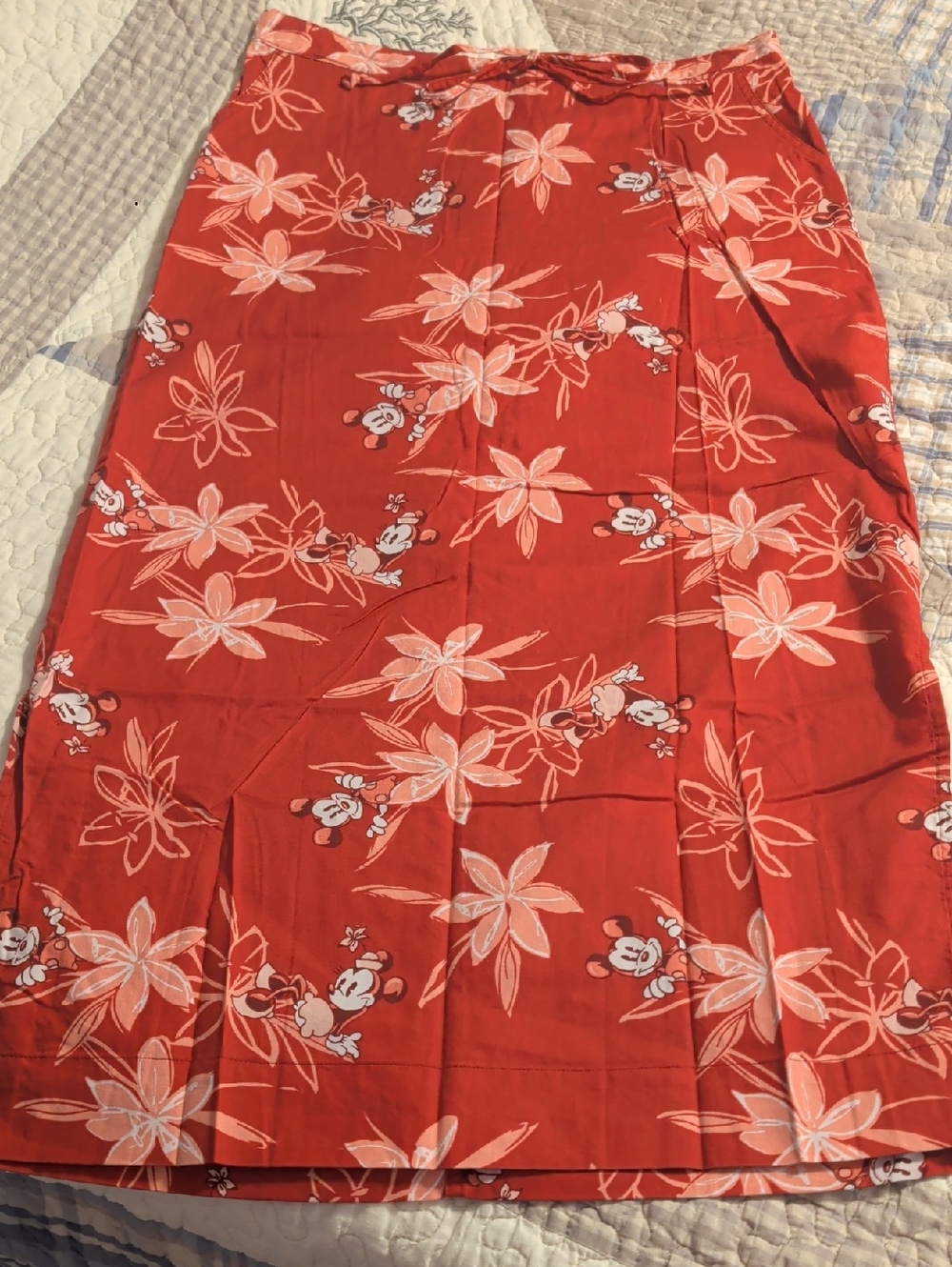Disney Red Maxi Floral Print Skirt with Mickey and Minnie Mouse
